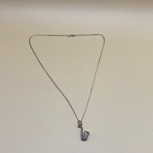 Elegant 925 Silver Necklace with saxophone Pendant